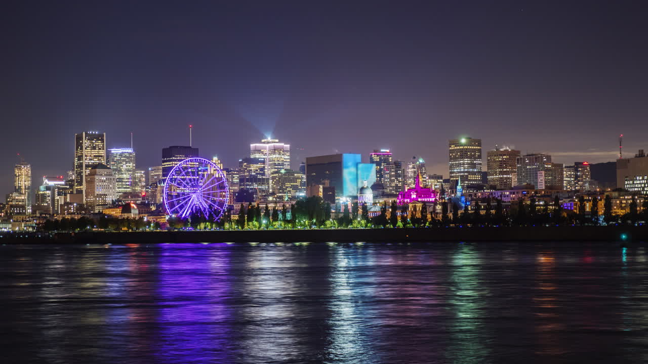 캐나다 퀘벡 주 몬트리올의 밤 도시 전망