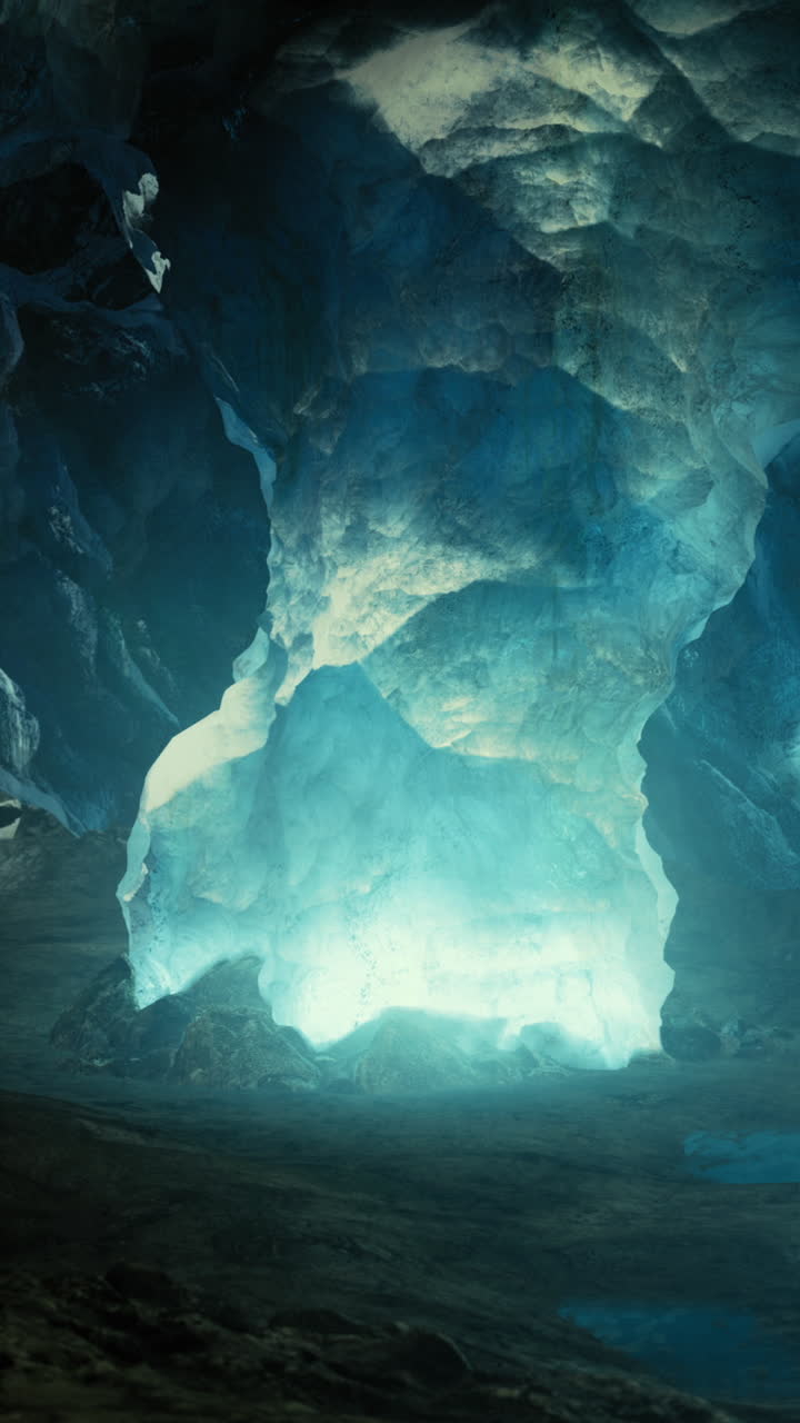 Mystical ice cave glows with ethereal light in a stunning natural wonder