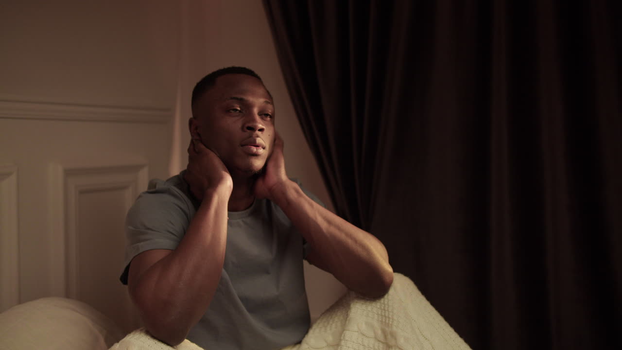 Nervous man trying to sleep