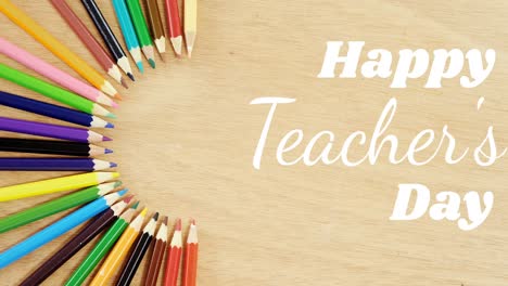 Animation-of-happy-teachers-day-text-over-pencils