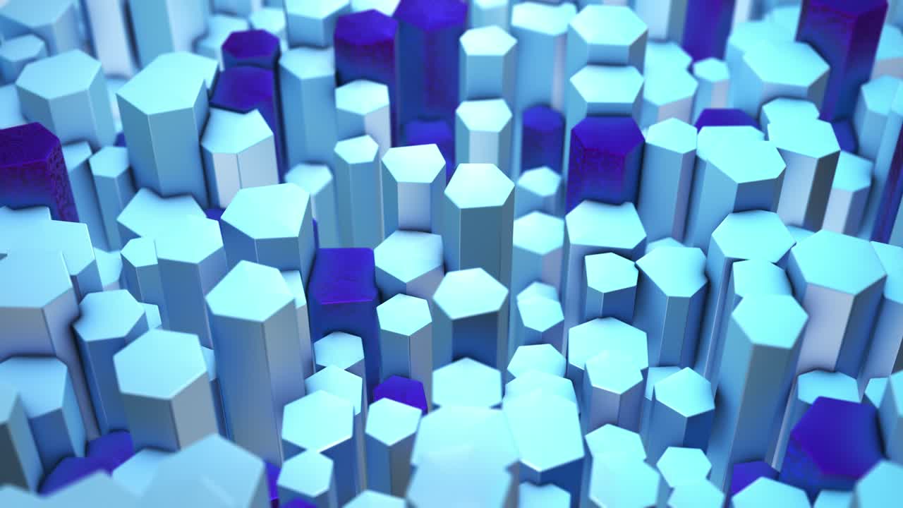 hexágono formas geométricas 3d girando lentamente. bucle perfecto.
