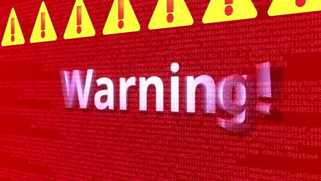 Warning Message on Computer Screen with Code and Alerts
