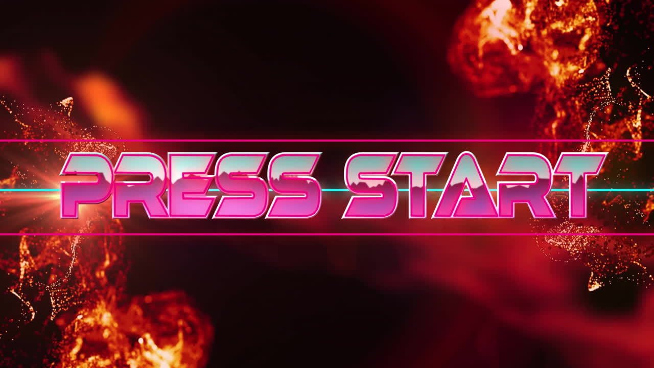 Animation of press start text over light spots