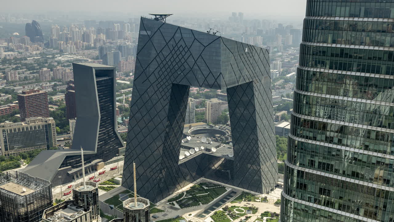 Timelapse of the Beijing city skyline from a high vantage point