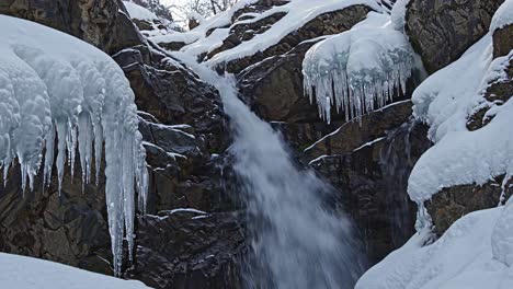 winter waterfall with icicles