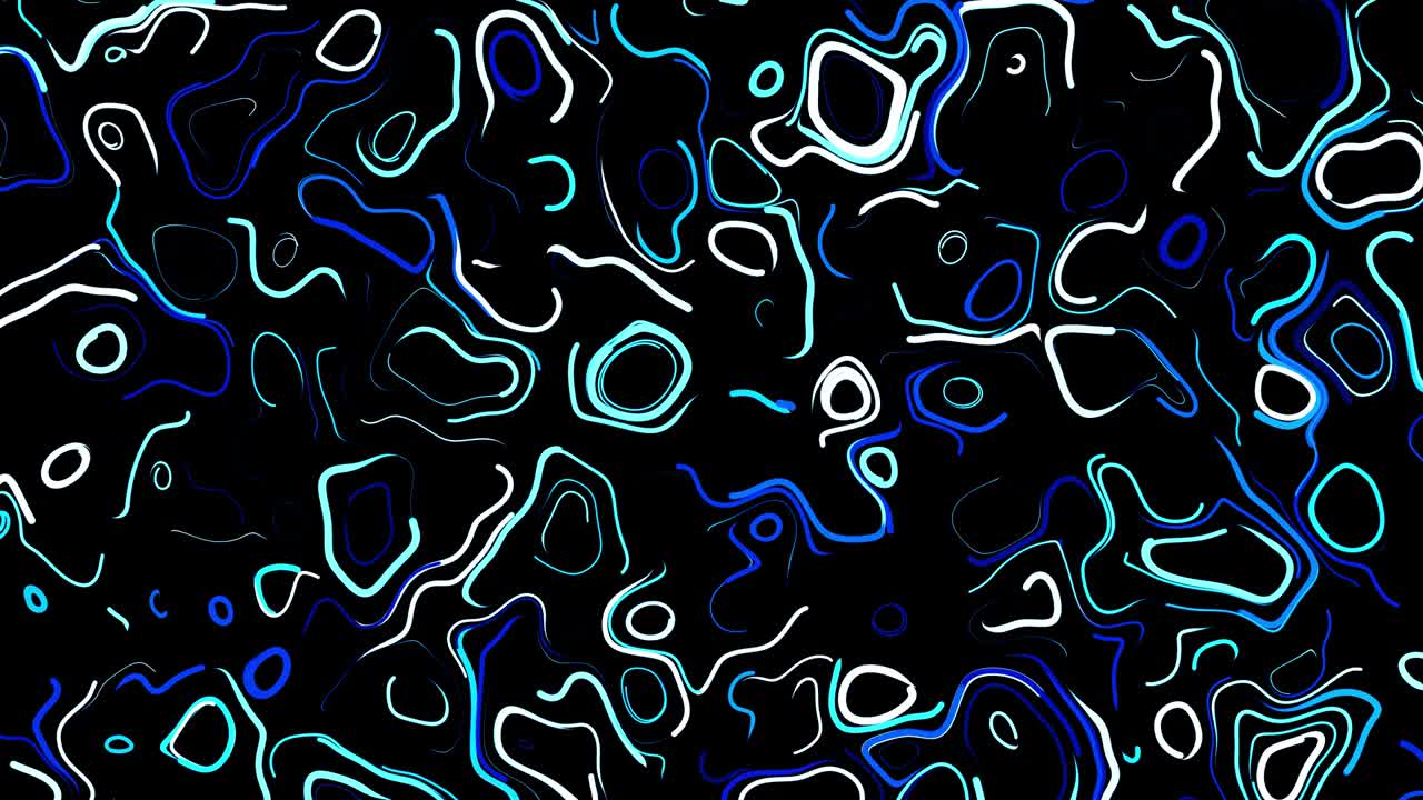 Abstract creative looped bg with curled lines like blue trails on surface. Lines form swirling pattern like curle noise. Abstract 3d looping flowing animation as bright creative festive bg