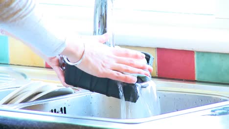 close up of a woman washing mushrooms