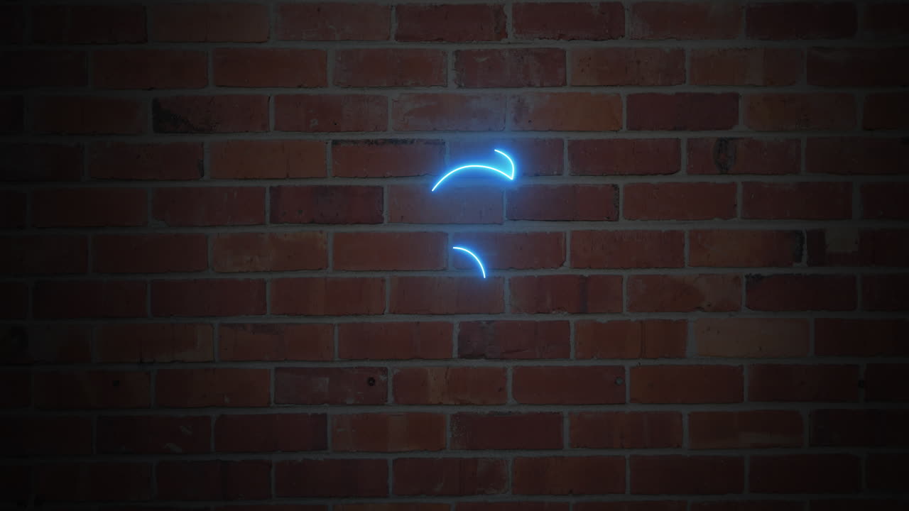 벽돌 배경에 네온 카운트다운의 애니메이션