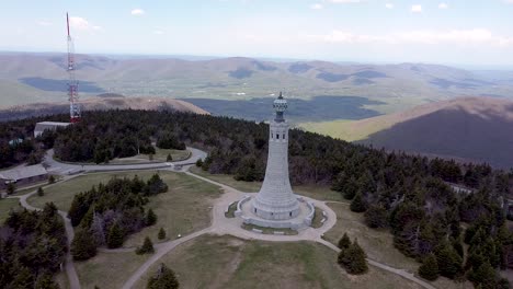 Aerial-footage-of-the-War-Memorial-tower-at-the-summit-of-Mt