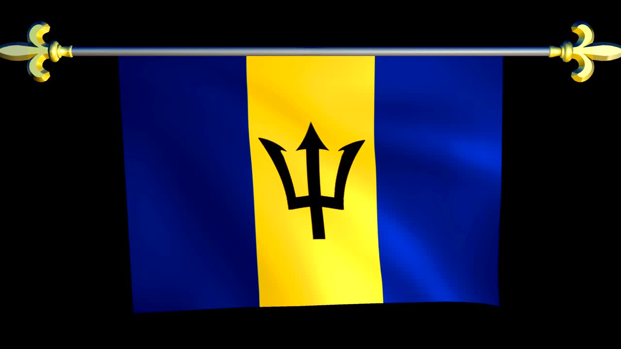 bandera animada de barbados con un gran bucle