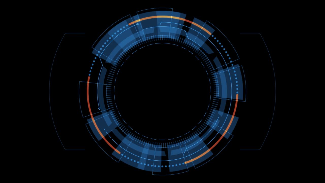 gráfico de movimiento de rotación de círculo azul con pantalla de cabeza hacia arriba ( hud ui ) interfaz de tecnología y elementos futuristas canal alfa incluido