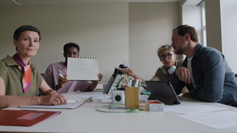 business team discussing growth strategy in office meeting