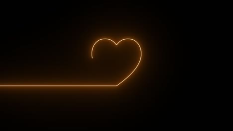 colorida línea de corazón abstracto neón señal de símbolo ardiente en fondo negro. ritmo del corazón línea de neón brillante movimiento en movimiento.