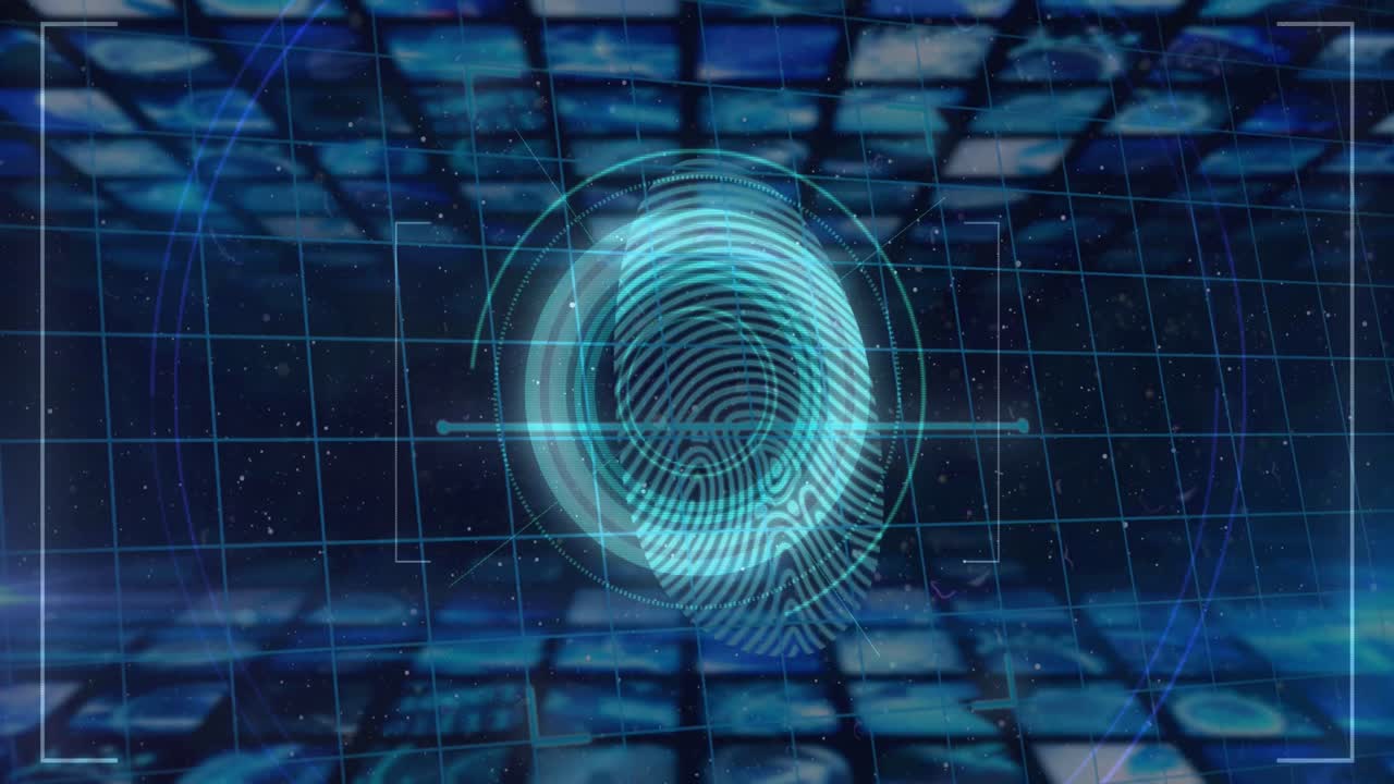 анимация обработки данных и сканирования на темном фоне