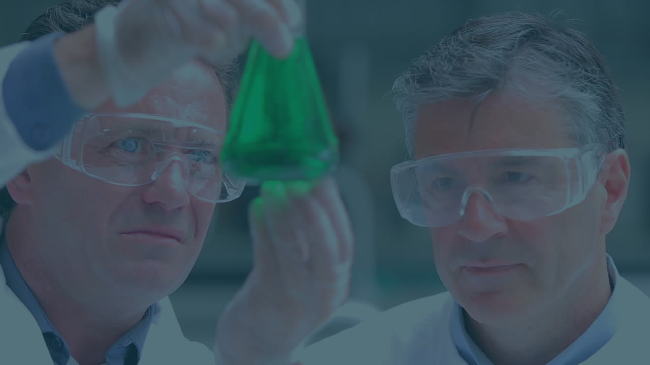 실험실에서 다양한 과학자들에 대한 분자의 애니메이션