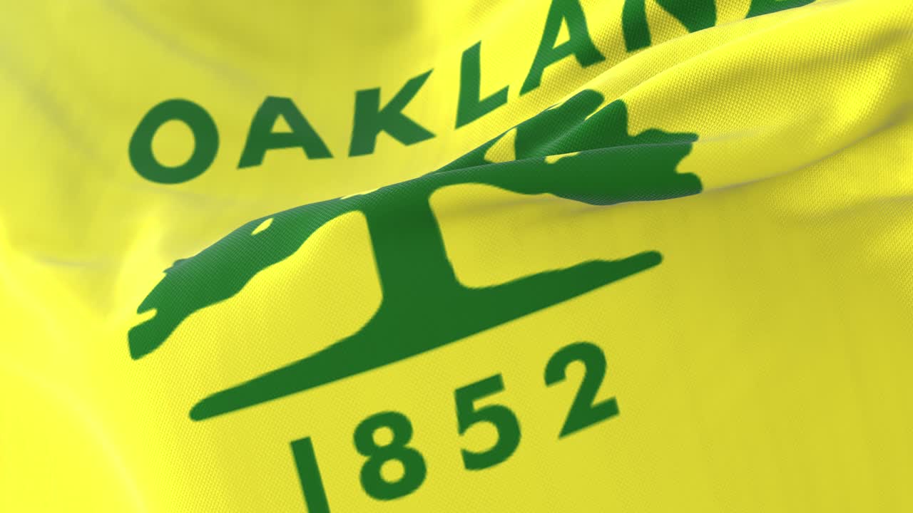 bandera de la ciudad de oakland, ciudad de los estados unidos de américa, bucle lento