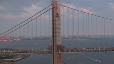 aerial view of the verrazzano-narrows bridge on a summer day. shot in new york city