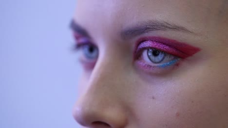 close-up of colorful eye makeup