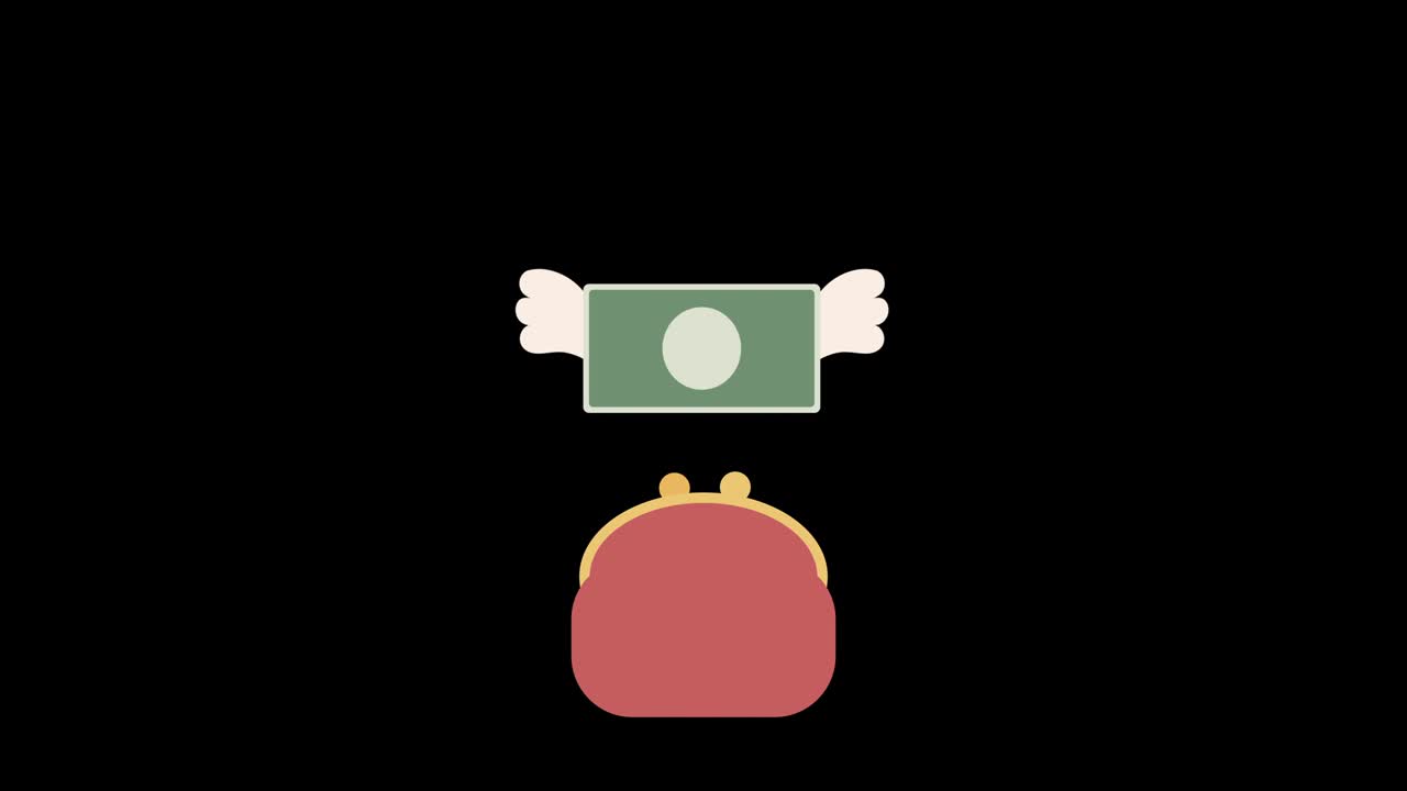 An Animation Of Feathered Money Flying Out Of A Wallet