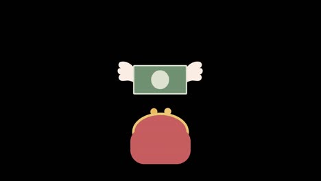 an animation of feathered money flying out of a wallet