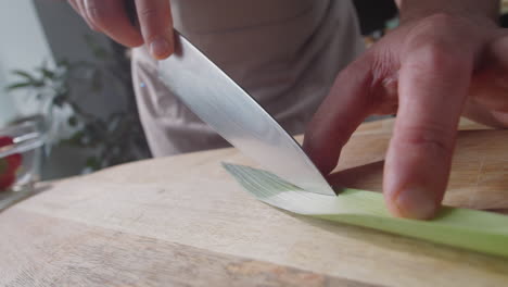 chef preparing leeks