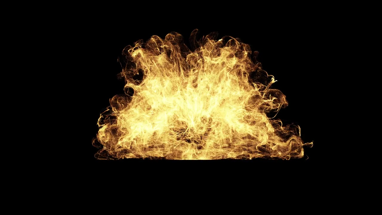 Explosion of Fire and Sparks Isolated on Black Background