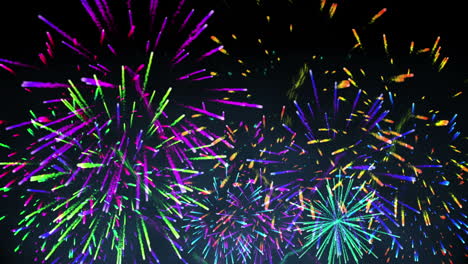 Colourful-fireworks-exploding-on-black-background