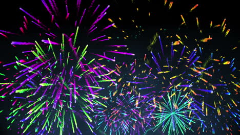 Colourful fireworks exploding on black background