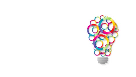 light bulb animation composed of colored arrows wheel