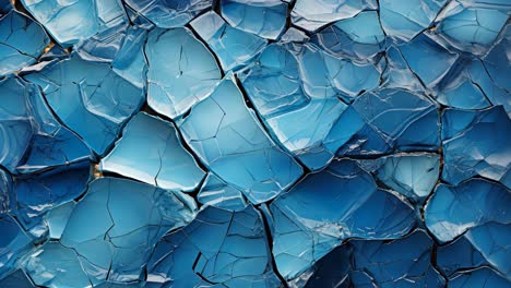 blue mosaic of textured glass pieces reflecting light in unique patterns