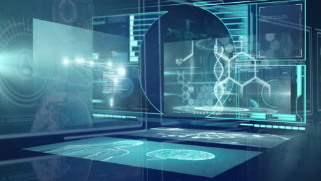 animation of scopes scanning and medical data processing over digital screen