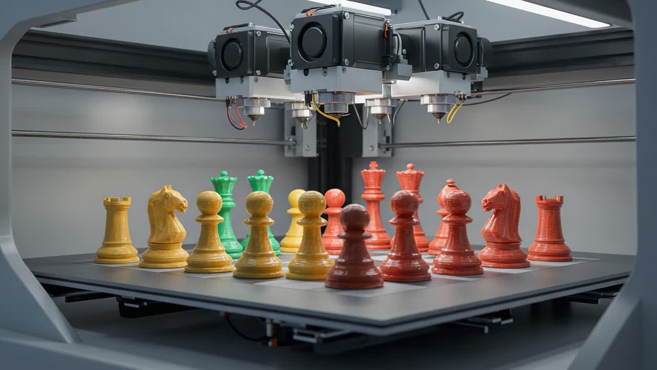 Innovative Chess Set Featuring 3D-Printed Pieces and Advanced Robotic Arm Technology for Precise Movements and Operations in Automated Environments
