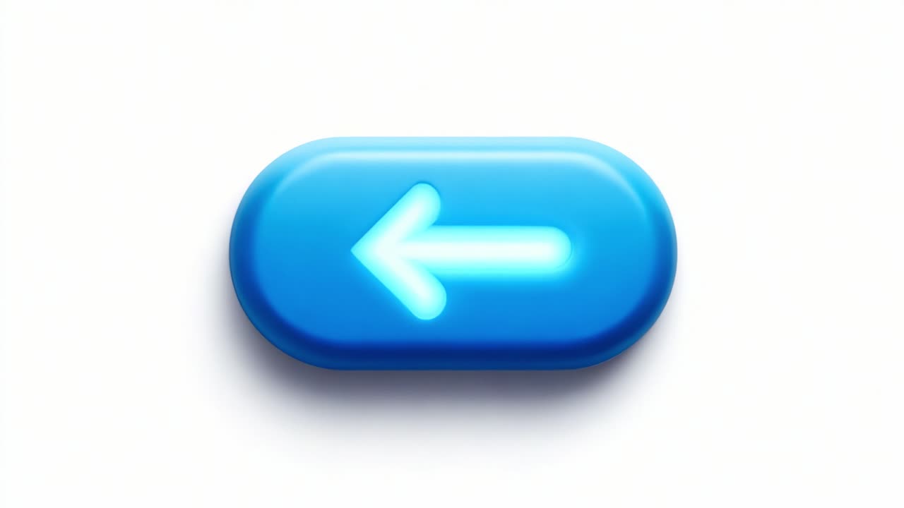 Visual Representation of a Blue Leftward Arrow Button Designed for User Interface Interaction and Navigation in Digital Environments, Highlighting Modern Aesthetic and Functionality