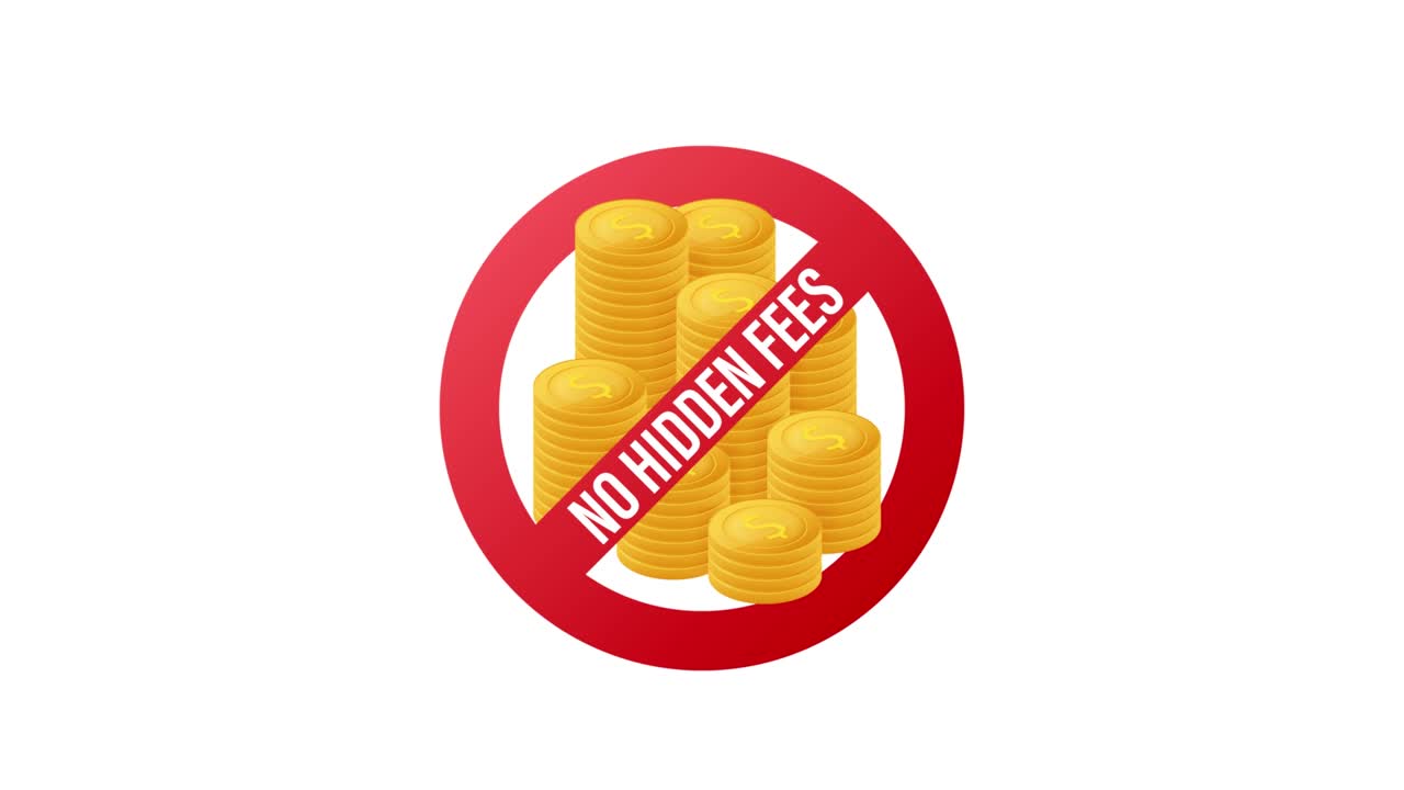 Keine versteckten Gebühren. Geld-zurück-Garantie. Hebt die Gebührenfreiheit hervor. Motion Graphics 4K