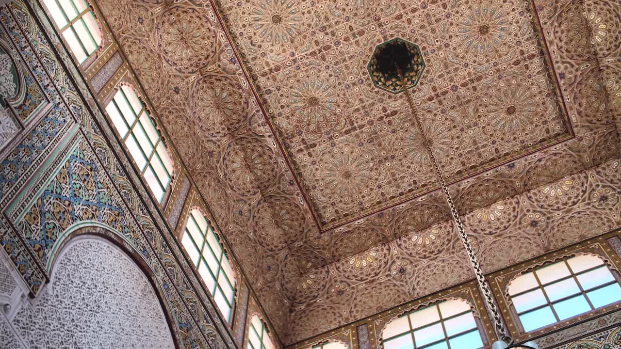 Intricate details and vibrant colors embellishing the Mausoleum of Moulay Ismail reflect the splendor of Moroccan architecture