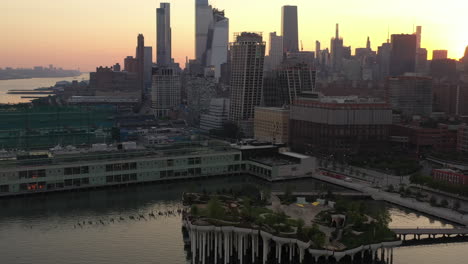 An-aerial-view-of-Manhattan's-Little-Island-early-in-the-morning