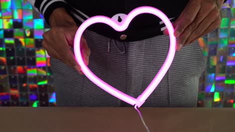 pink neon heart sign