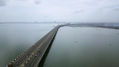 an ariel view of the third mainland bridge in lagos nigeria