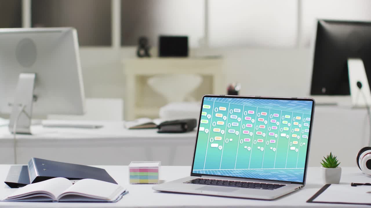 composición de la computadora portátil con chat de ai en la pantalla.