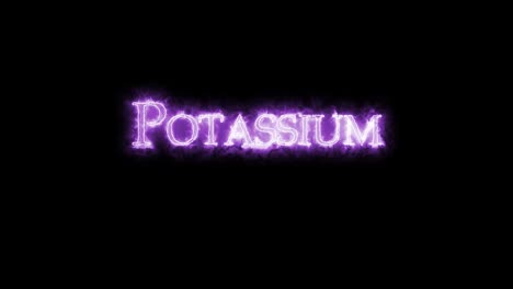 potassium, chemical element, written with fire. loop