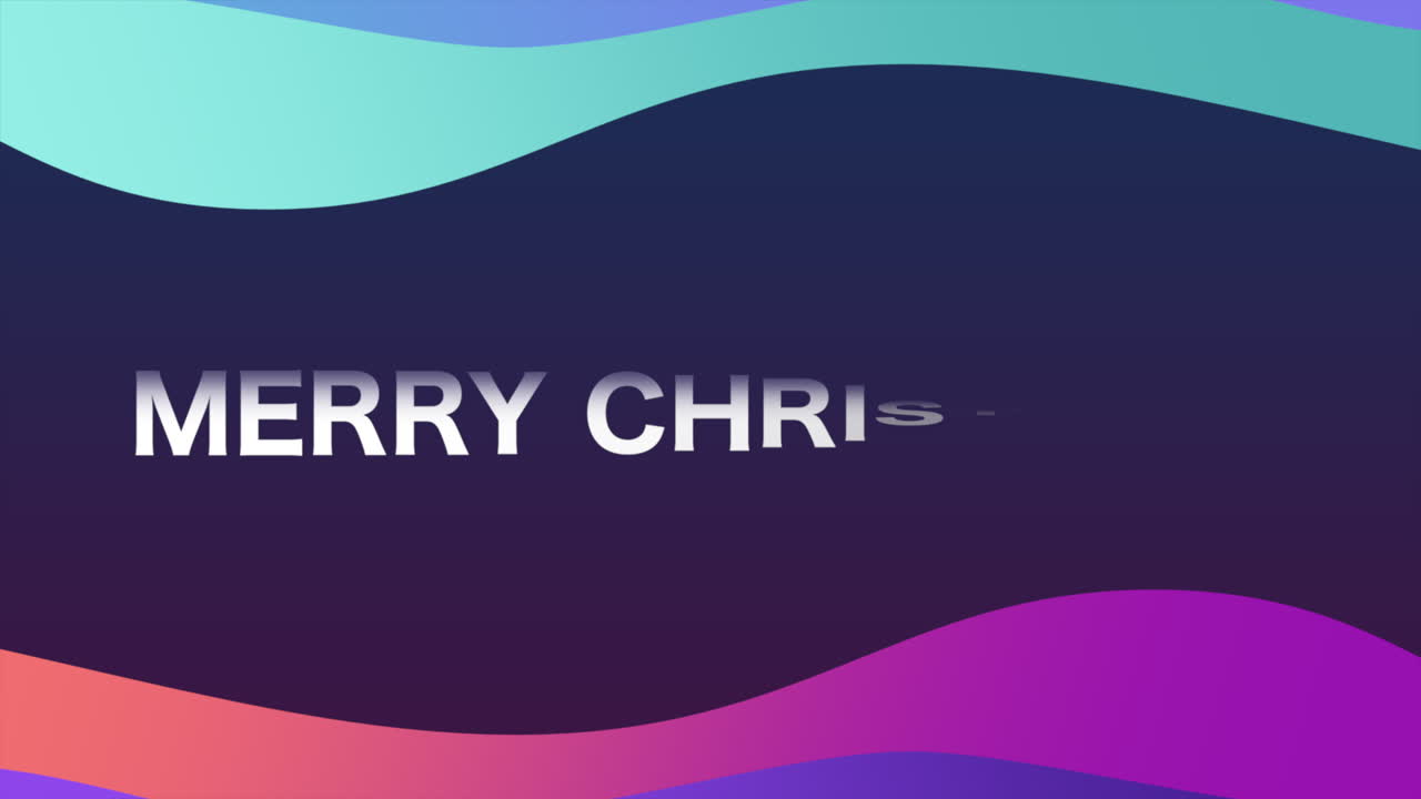 texto de introducción de animación feliz navidad sobre fondo de moda y club con ondas degradadas