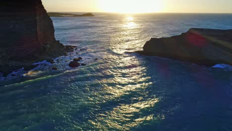 aerial shot backwards in el morro, monte cristi in a sunset