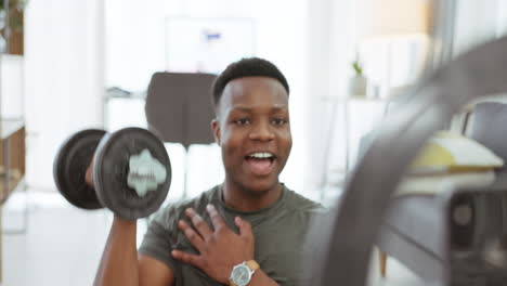 Black-man,-arm-training-and-workout-at-home