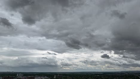 Timelapse-of-storm-clouds-rolling-over-Meadowvale-in-Ontario,-Canada