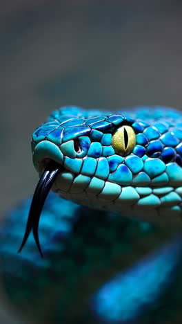 close-up of a blue viper