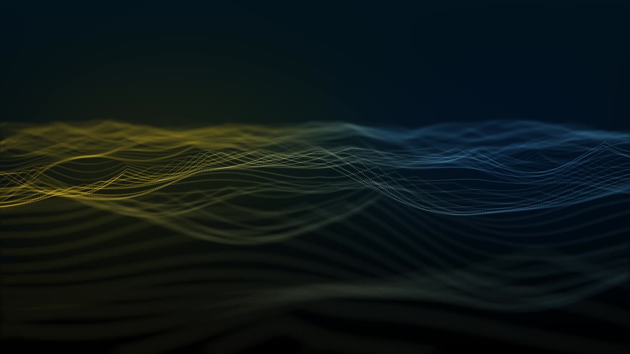 Abstract gradient wave background. Technology big data background. Motion of digital data flow. Big data wave of particles. Futuristic wave of dots. Cyber or technology background. Seamless loop 4K