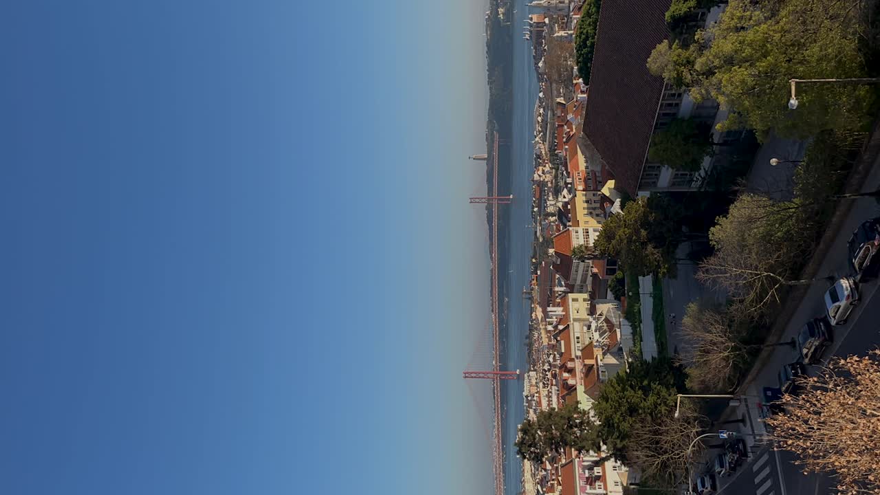 Panoramic View of Lisbon, Portugal with the 25 de Abril Bridge
