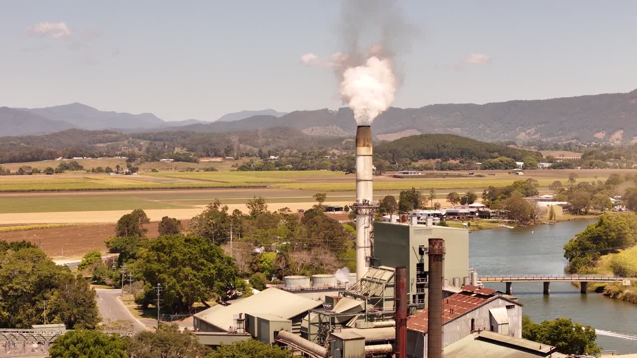 Drone footage of the Condong Sugar Mill in Australia