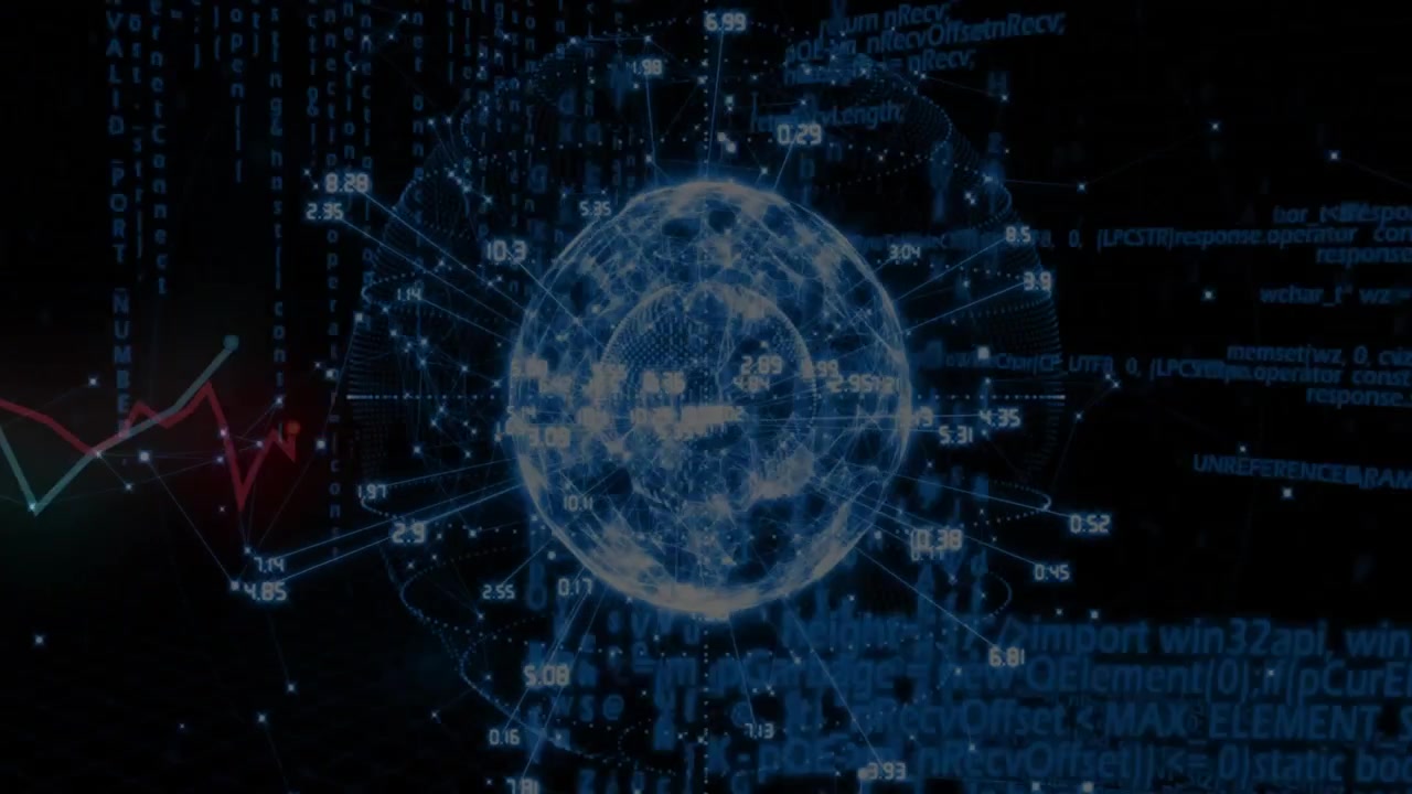 On load 3D-render globe rotating while radial data pointers pulsing to visualize data trends