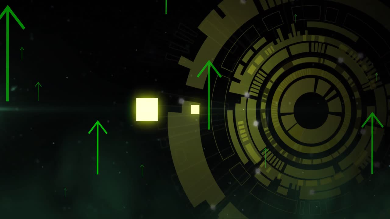 animación del alcance y las flechas con procesamiento de datos sobre fondo negro